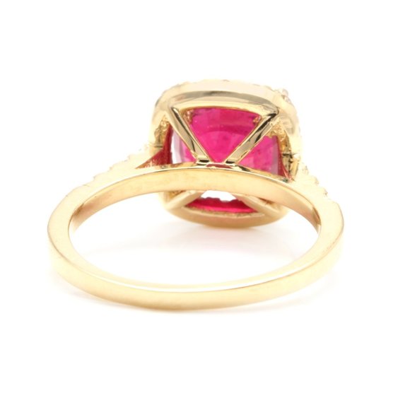 4.60Ct Natural Red Ruby & Diamond 14KY Gold Ring - Picture 4 of 7